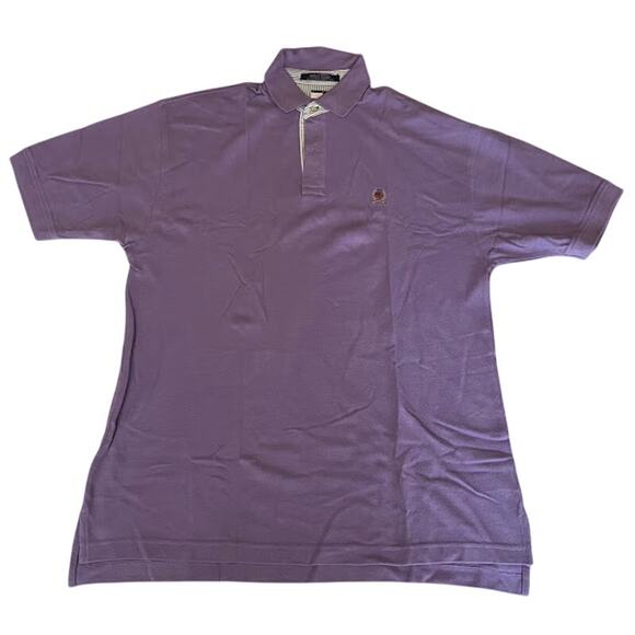 Tommy Hilfiger Shirt Mens Purple Blue White Polo Sz Large Preppy Street - Picture 1 of 7